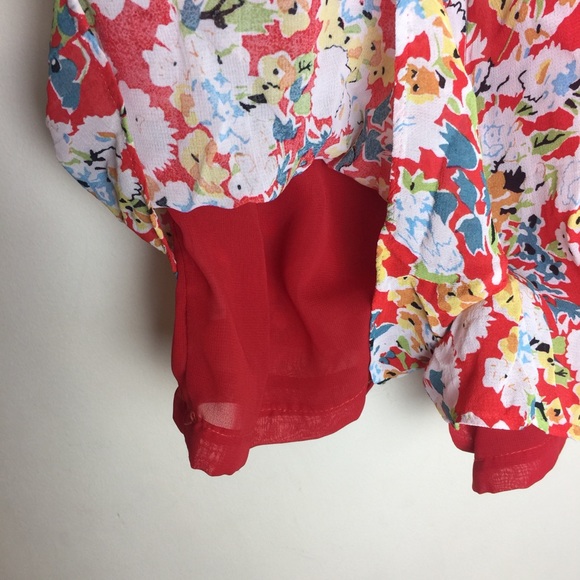 Topshop Floral Print fall on flowy dress short sz4 - Picture 6 of 8